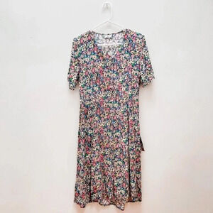 Vintage Floral Midi Dress - Multicolor